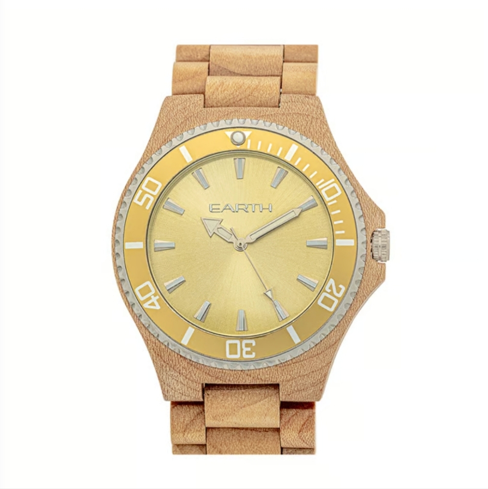 Wood Watch Bamboo Wooden Tan Light Brown Quartz Watch